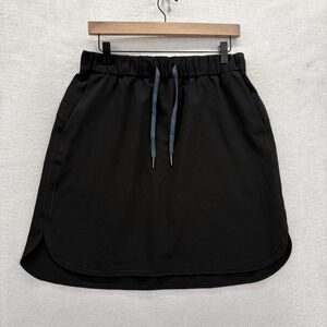 Lululemon On The Fly Skirt Womens 10 Black Elastic Waist Woven Athletic Running